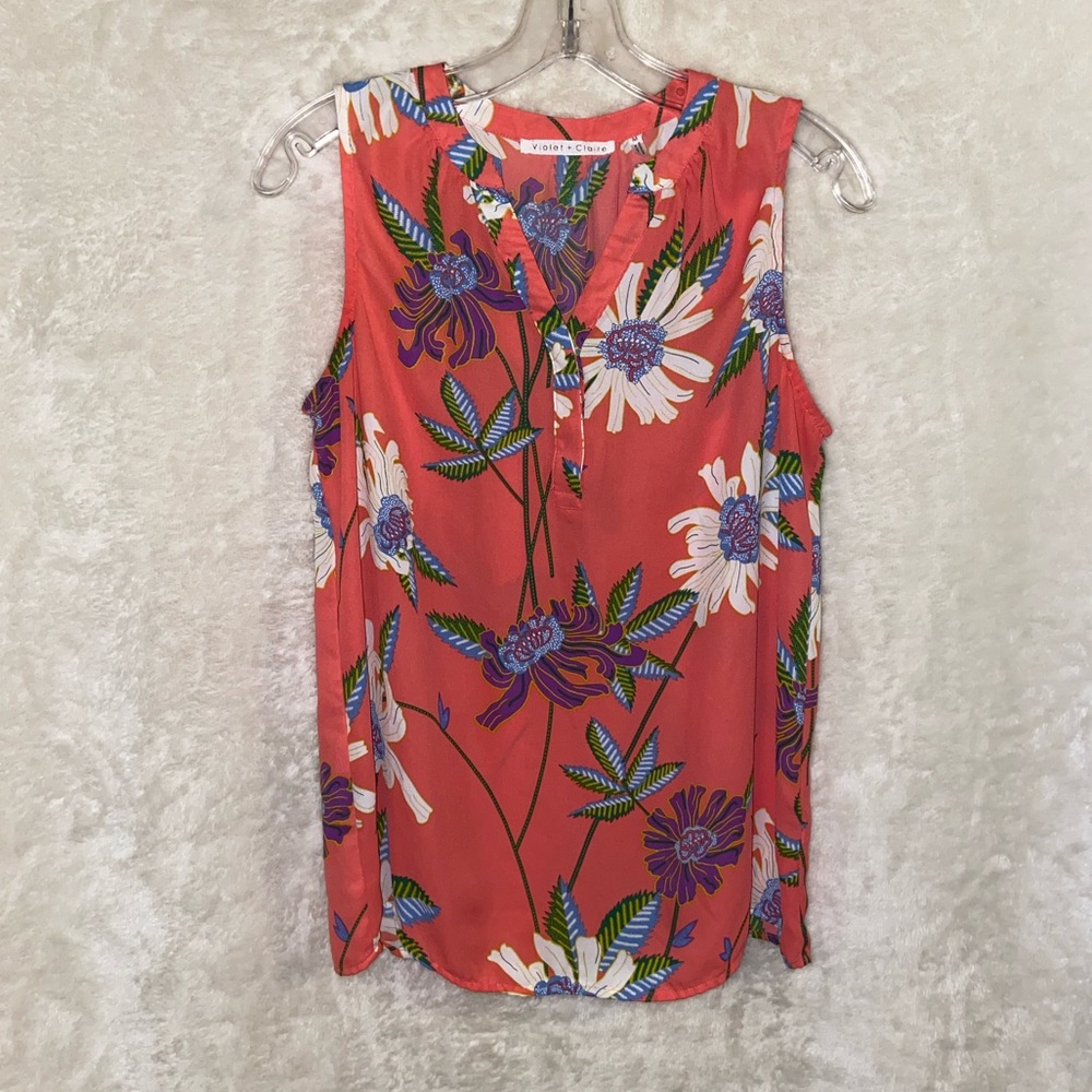 Violet & Clair Floral Red-Coral Blouse